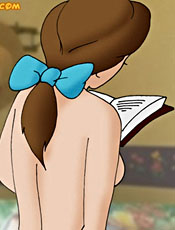 Naked Belle reads a book