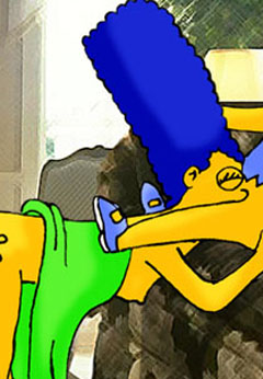 Horny Marge sucking Bart's dick
